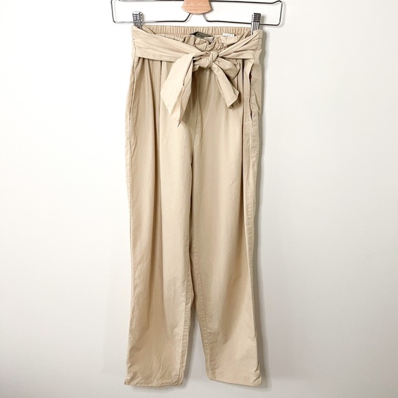 Zara Khaki Paper Bag Waist Tie Pants Size XS - Picture 5 of 9